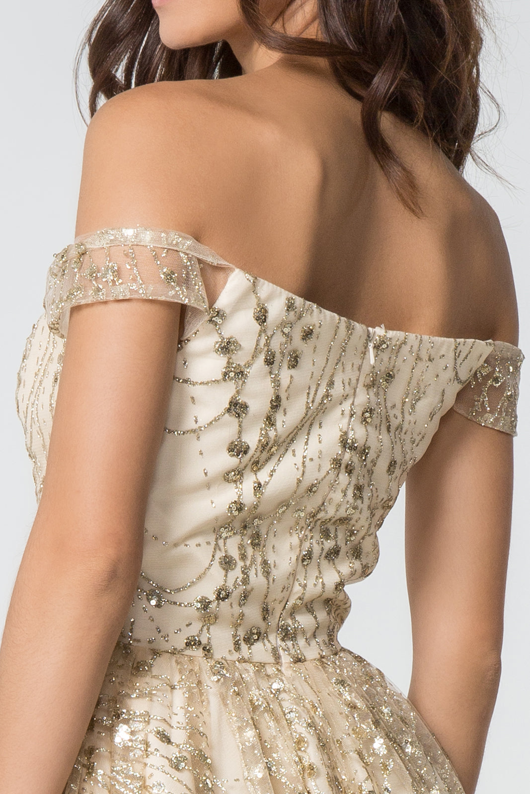 Jewel and Sequin Embellished Glitter Mesh Short Dress Show off your beautiful shoulders, ladies! This lovely mesh short babydoll dress features sweetheart neckline with off-shoulder, and gorgeous jewels are decorated along the neckline. Sparkly glitter and sequin embellishments are super textured and bedazzled, and those are falling gracefully over the body.