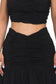 Black Ruffle Ruched Mini Skirt Set