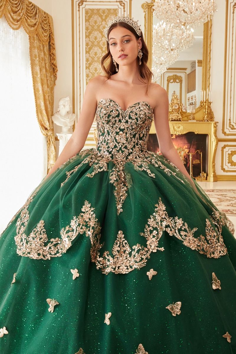 Ladivine 15721 Long Quinceanera Dress Emerald / Small Ladivine 15721 Long Quinceanera Dress Emerald / Small