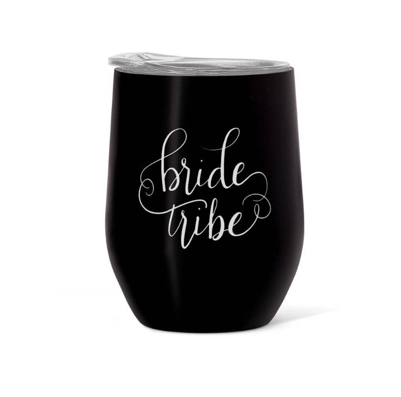16 onzas. Vaso de vino y café de acero inoxidable Black Bride Tribe