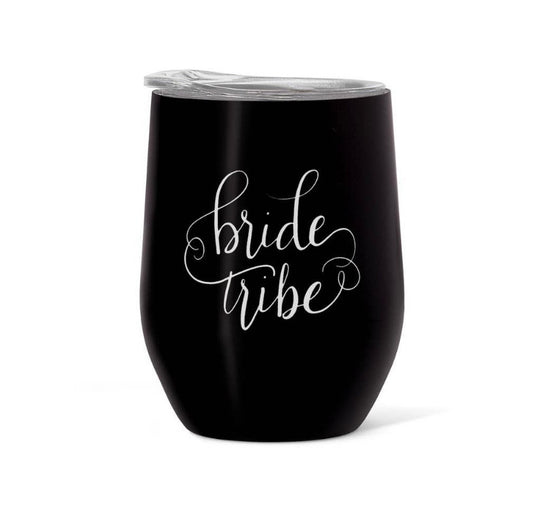 16 onzas. Vaso de vino y café de acero inoxidable Black Bride Tribe