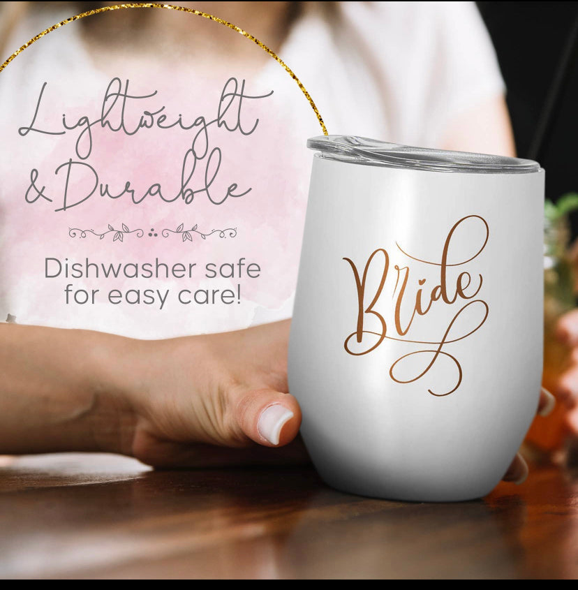 16 onzas. Vaso de vino y café de acero inoxidable Black Bride Tribe