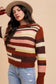 Multicolor Block Round Neck Long Sleeve Sweater