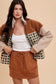 Plaid Zip Up Drop Shoulder Sherpa Jacket