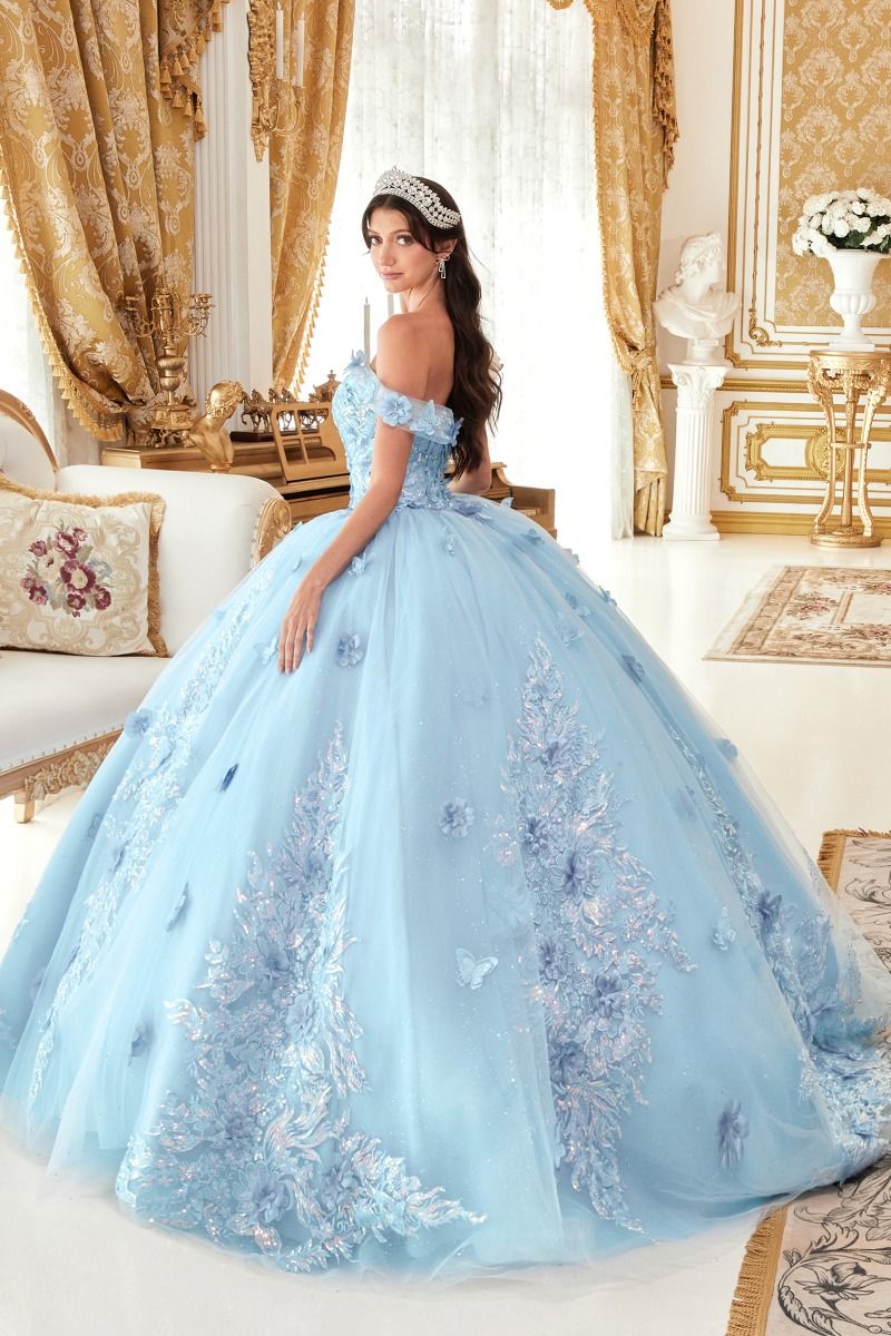 blue dress for baby girl Princess Purple Blue Quinceanera Dress 3D Butterfly Floral Applique Pr –  MyGirlProm.com main image 1