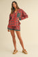 Plaid Long Sleeve Top and Shorts Set