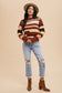 Multicolor Block Round Neck Long Sleeve Sweater