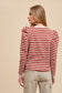 Rust Striped Round Neck Puff Sleeve French Terry Top