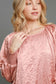 Blush Pink Wrinkled Lantern Sleeve Blouse