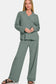 Sage Button Down Long Sleeve Top and Pants Lounge Set