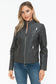 Snobbish Faux Leather Zip Up Mock Neck Jacket