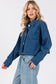 Peacock Blue Cropped Denim Jacket