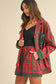 Plaid Long Sleeve Top and Shorts Set