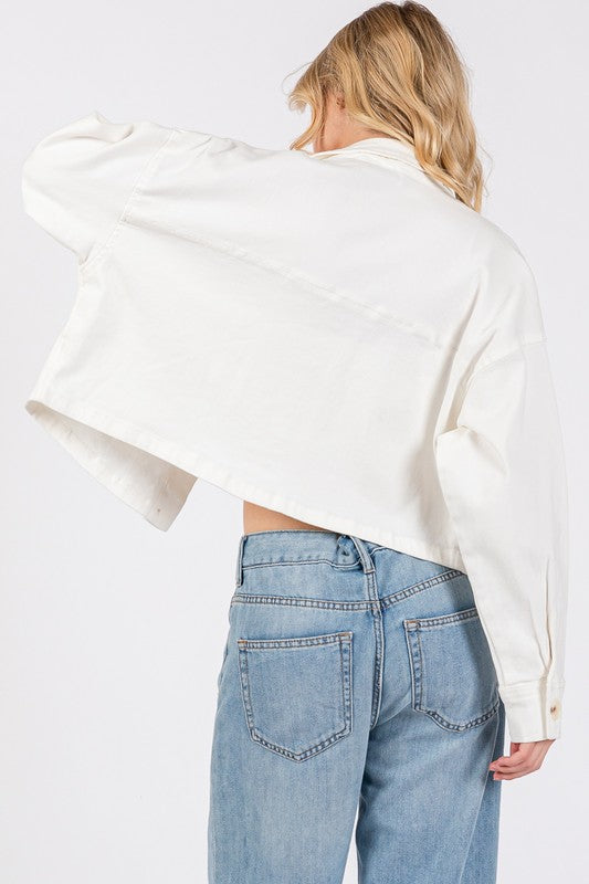 White Cropped Denim Jacket