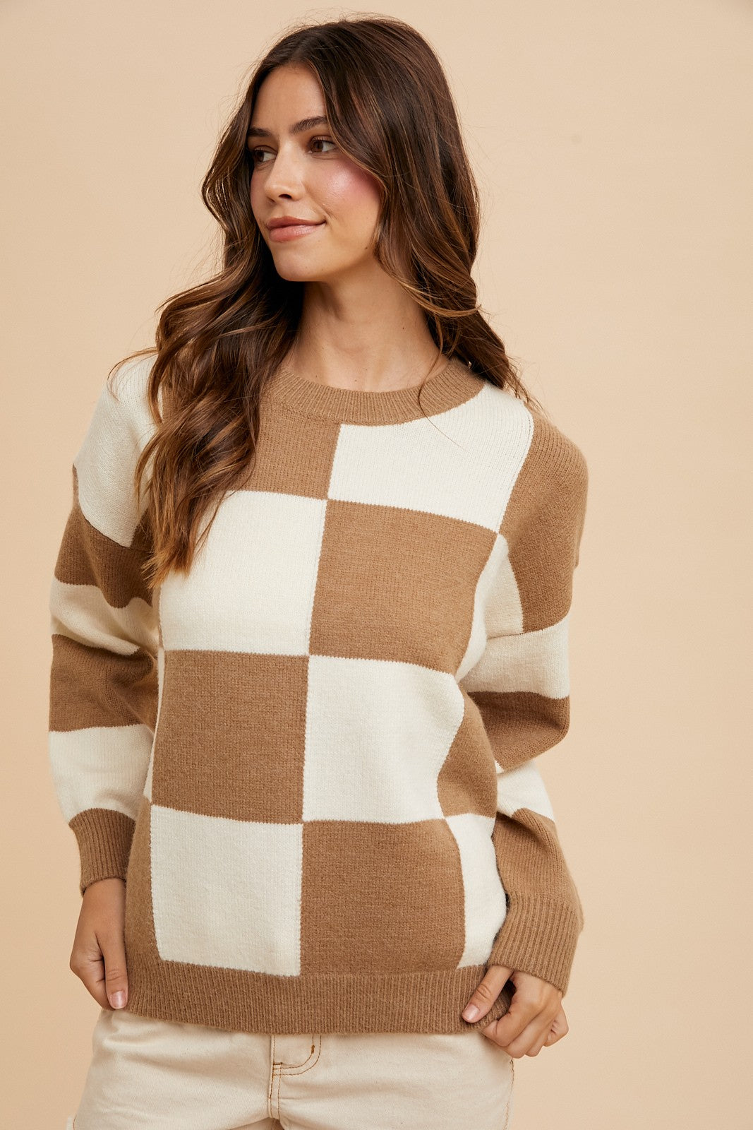 Checkered Round Neck Sweater