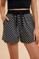 Black Checkered Top and Drawstring Shorts Set