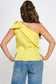 Yellow One Shoulder Bow Tie Fitted Top