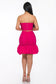 Fuchsia Ruffle Ruched Mini Skirt Set