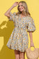 Floral Surplice Puff Sleeve Dress