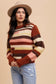 Multicolor Block Round Neck Long Sleeve Sweater