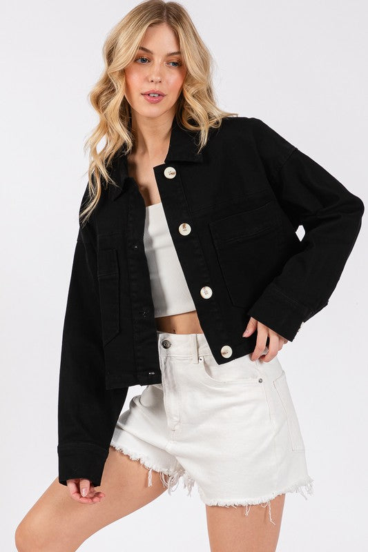 Black Cropped Denim Jacket