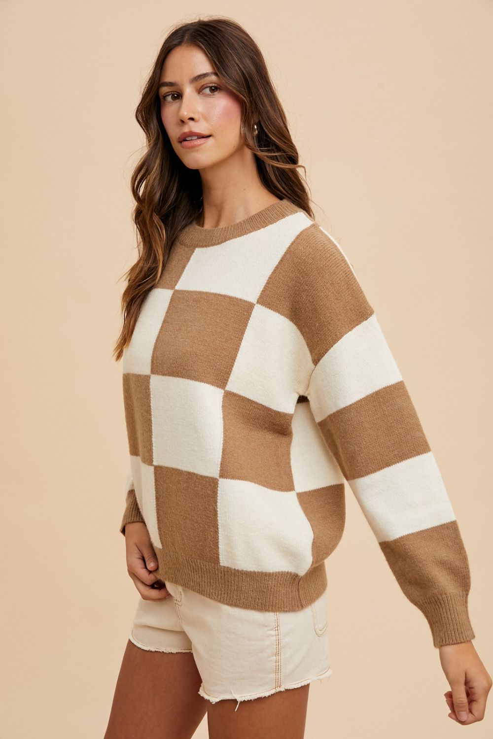 Checkered Round Neck Sweater