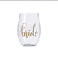 16oz. Bride Durable Plastic Stemless Wine Cup With Gold
