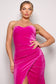 Fuchsia Strapless Sweetheart Maxi Velvet Dress