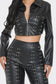 Black Faux Leather Set With Rhinestone Detail
